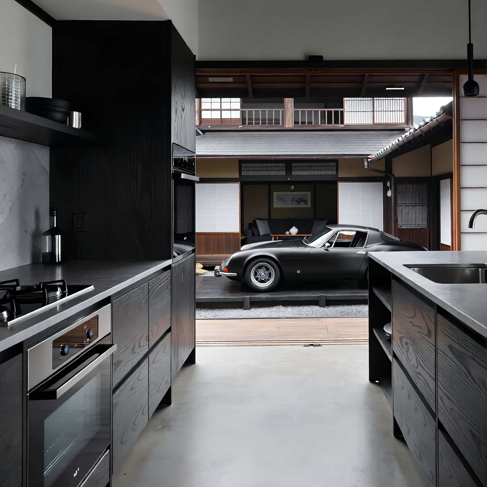 Custom Black Kitchen, Kyoto