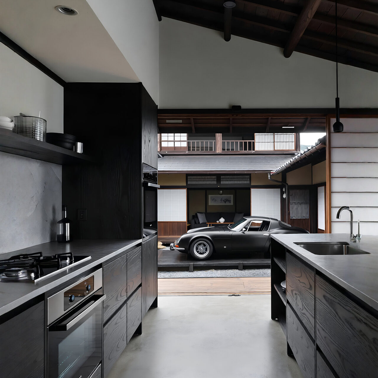 Custom Black Kitchen, Kyoto