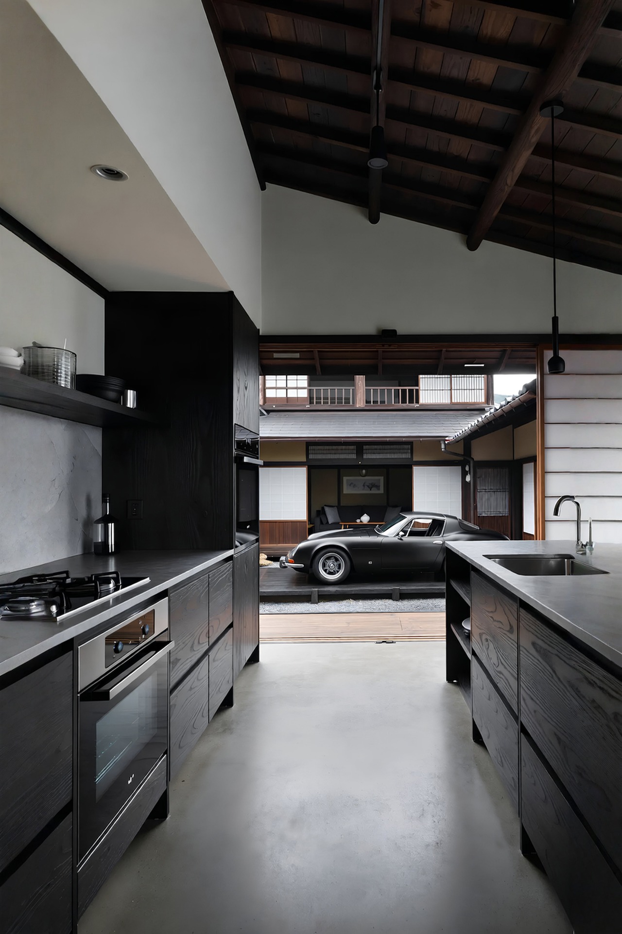 Custom Black Kitchen, Kyoto